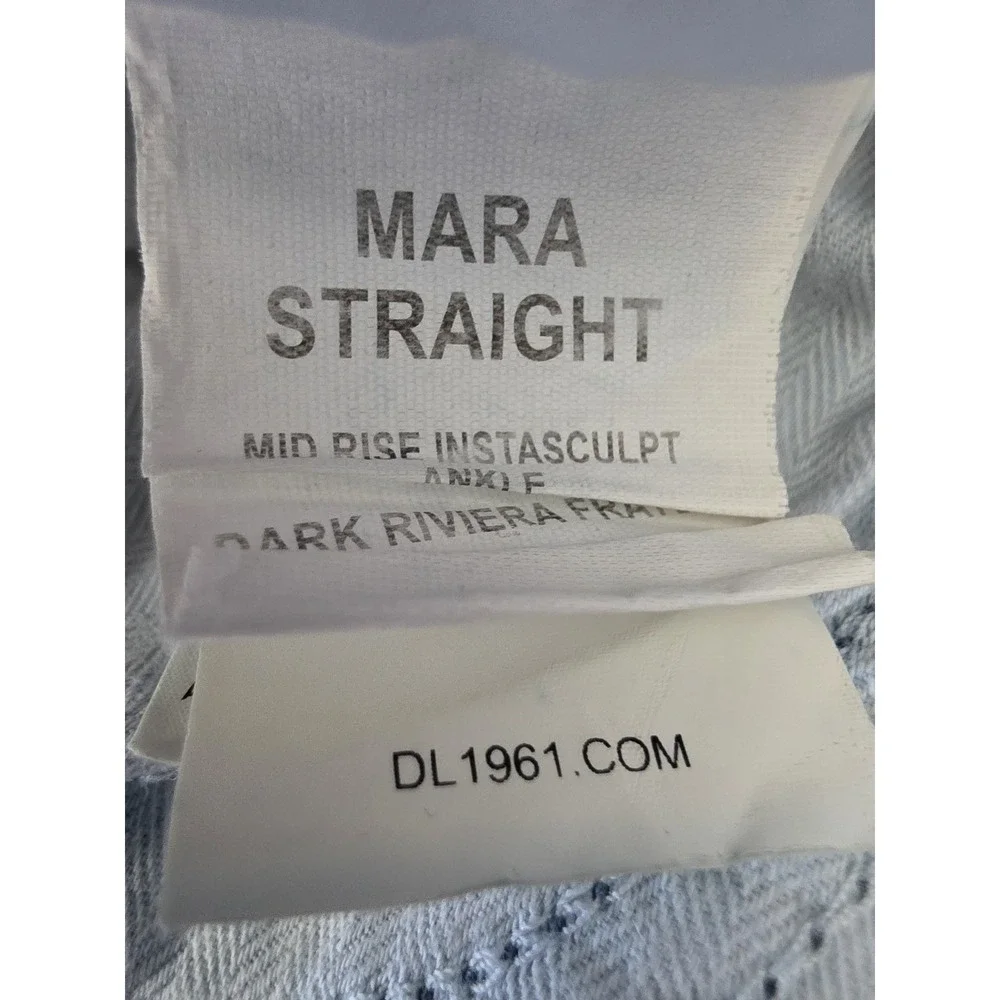 DL1961 Women Straight Jeans Size 26 Blue Casual Denim Pants Distressed Hems